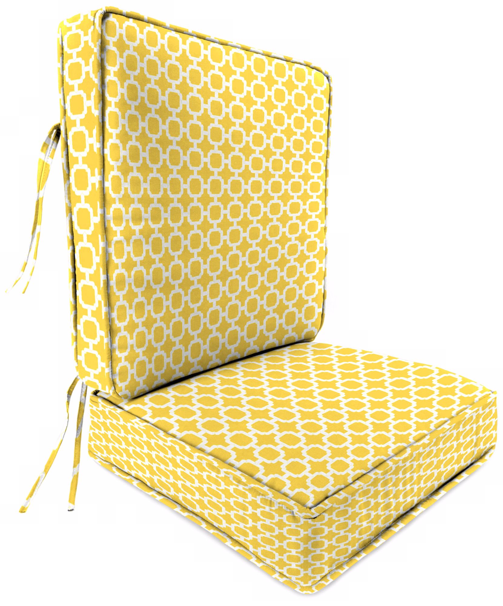 Yellow and Cream Attached Outdoor Back Cushion