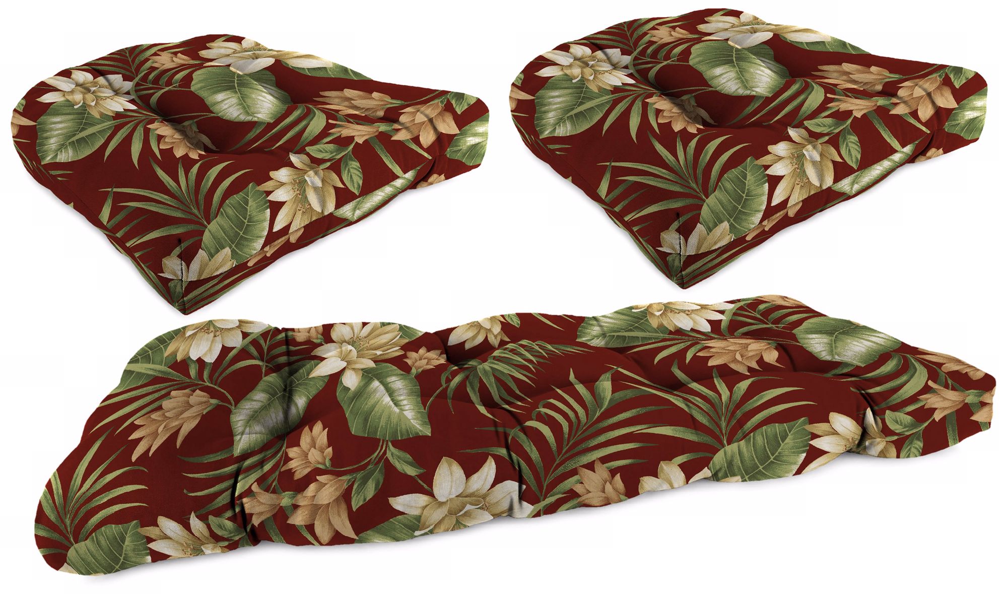 Pompei Cream and Olive Outdoor Wicker Seat Cushions