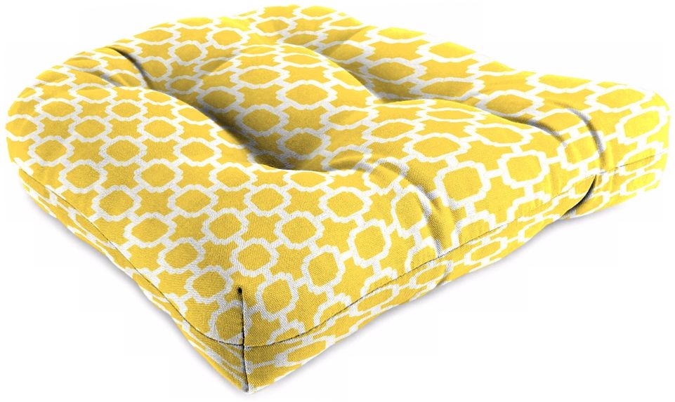 Yellow and Cream Outdoor Wicker Seat Cushion