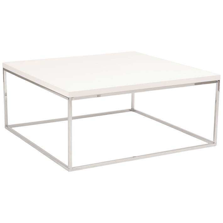 Teresa 35 1 2 Square High Gloss White, Modern White Lacquer Coffee Table