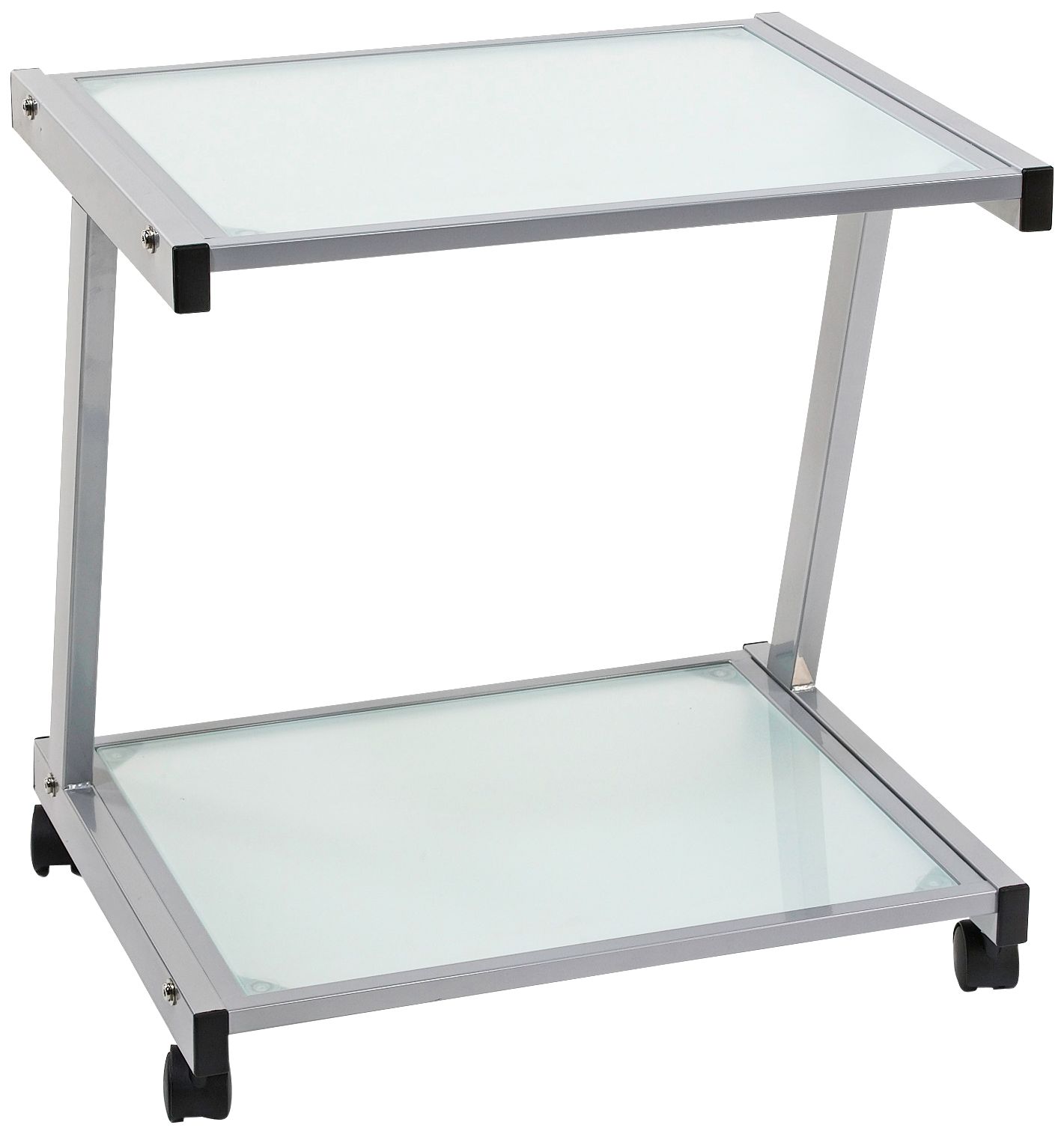 L 22" High Aluminum and Frosted Glass Printer Cart