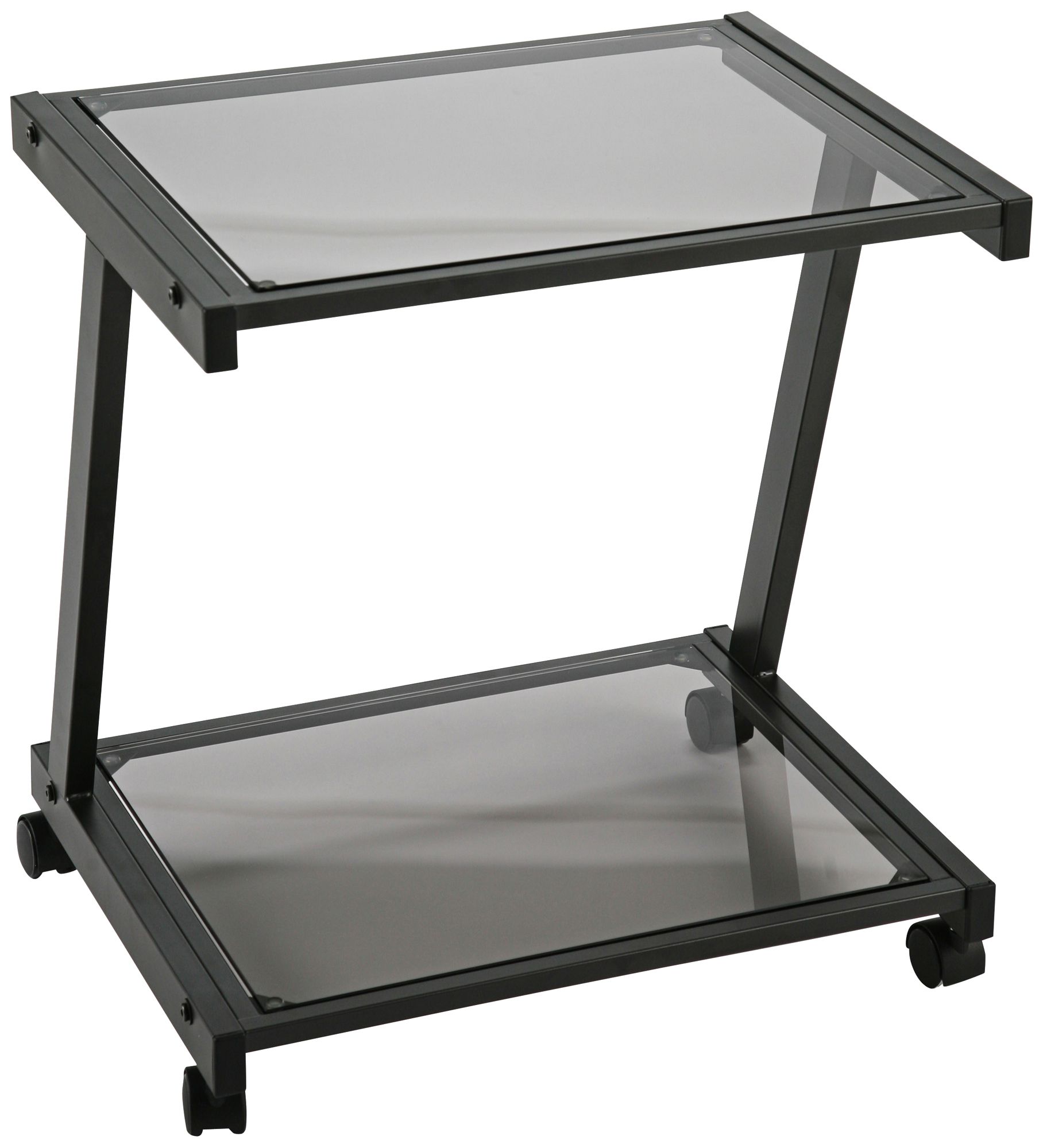 L 22" High Smoked Glass and Graphite Printer Cart