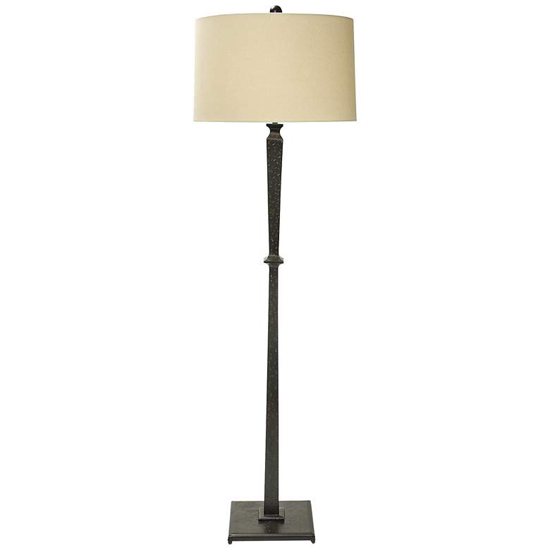 Image 2 Natural Light Round Up Floor Lamp with Linen Drum Shade