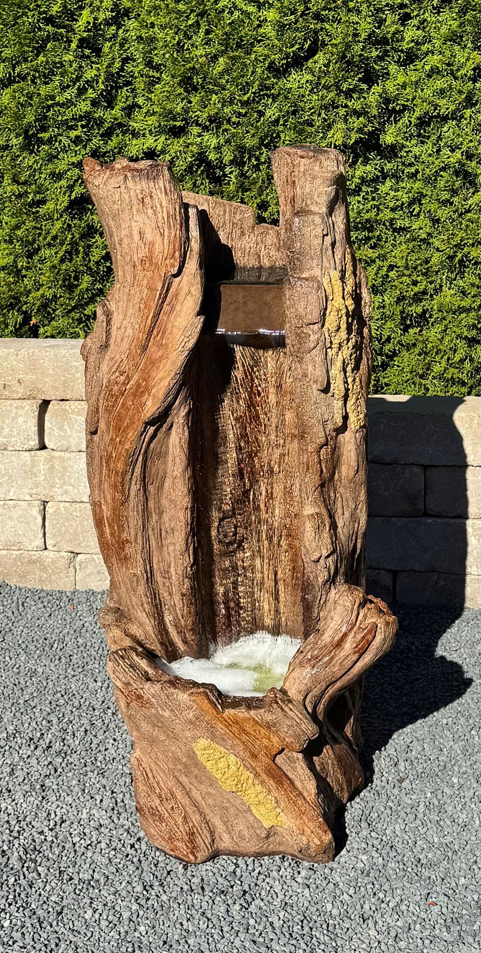 Rustic Log 35" High Cast Stone Waterfall Fountain