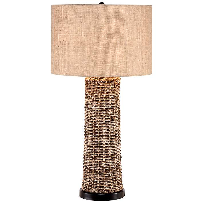Woven Seagrass And Burlap Table Lamp 2h129 Lamps Plus