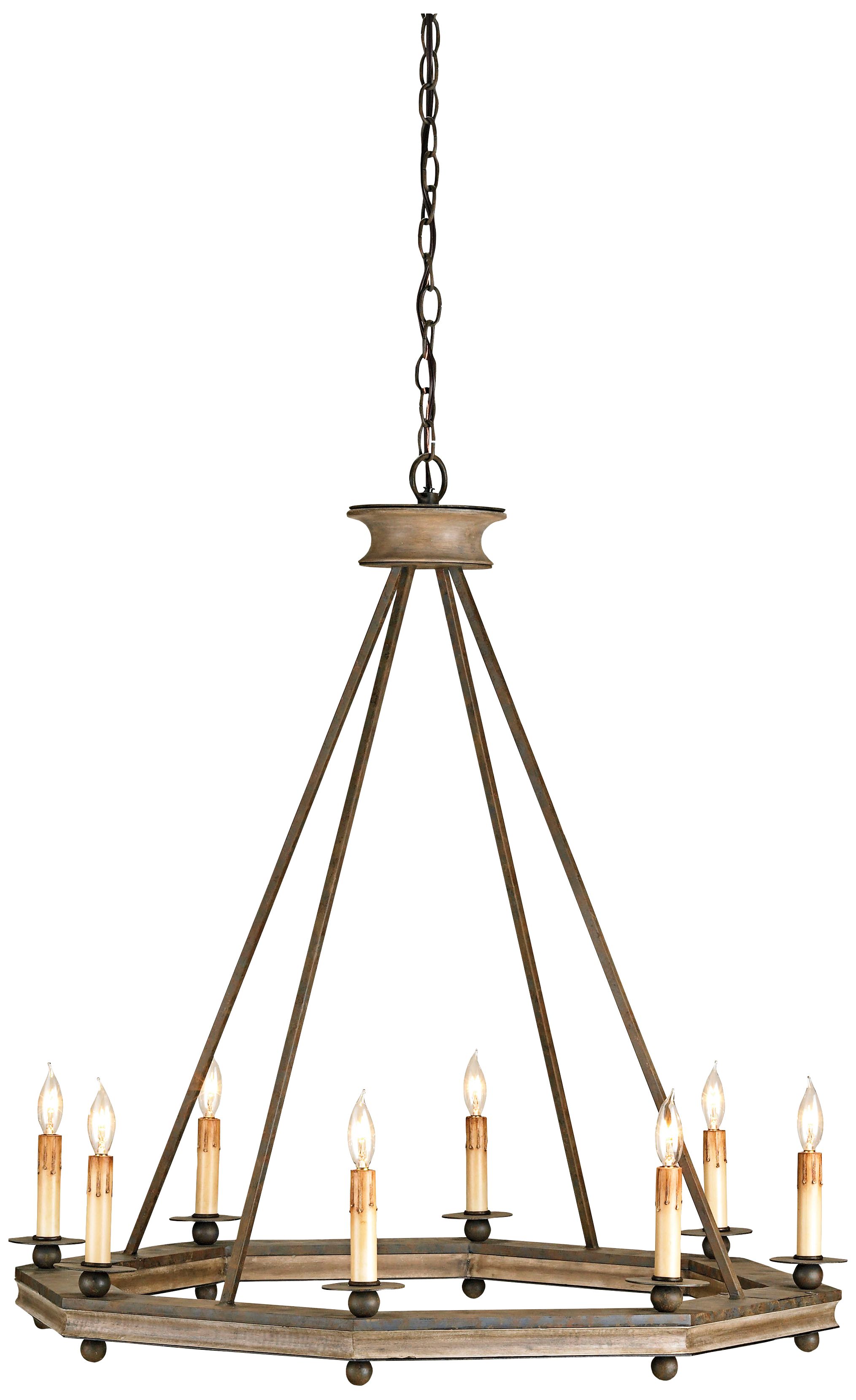 Currey And Company Bonfire 32 Wide Rust Wood Chandelier 2h968