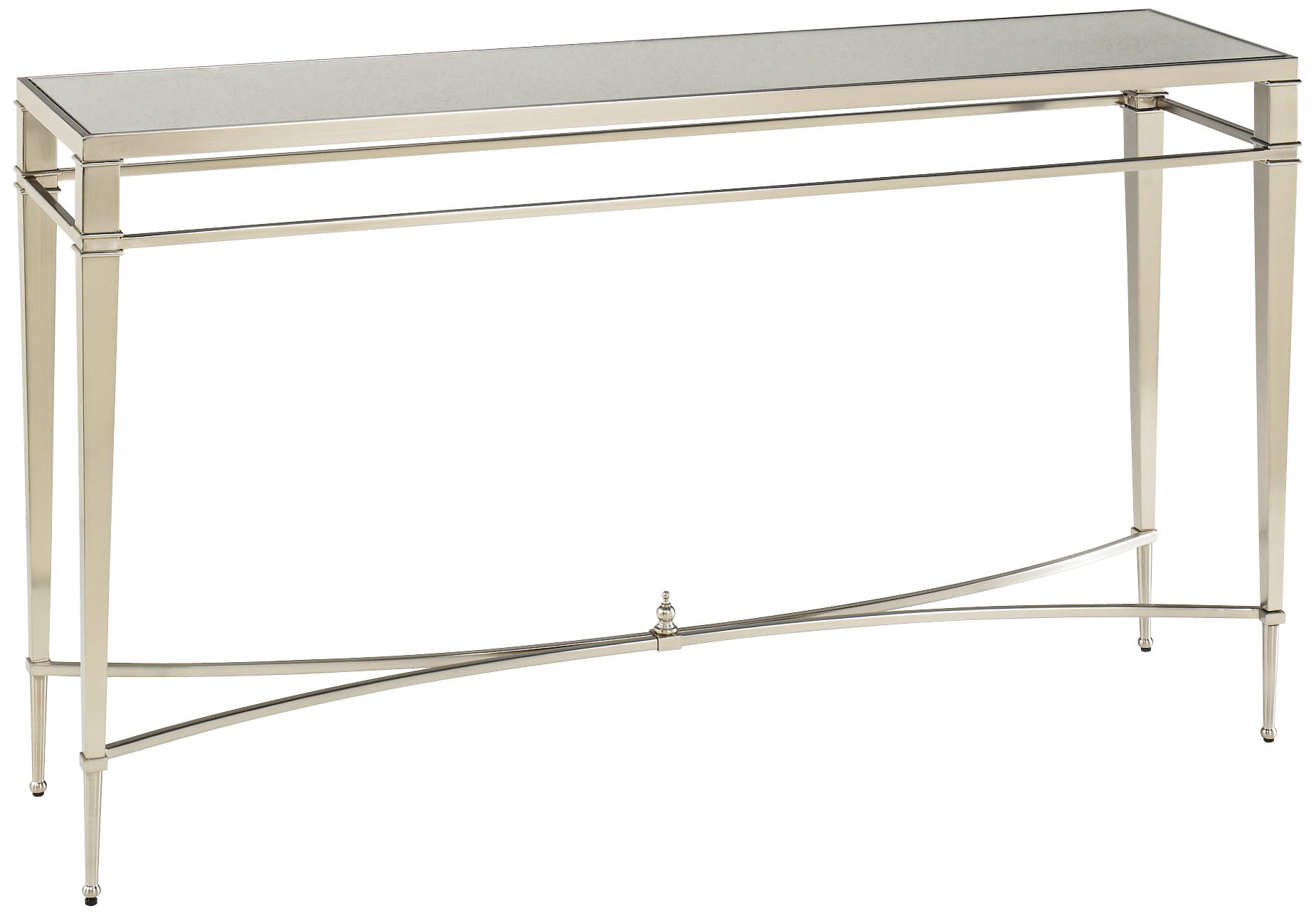 Mallory 54" Wide Rectangular Glass and Nickel Sofa Table