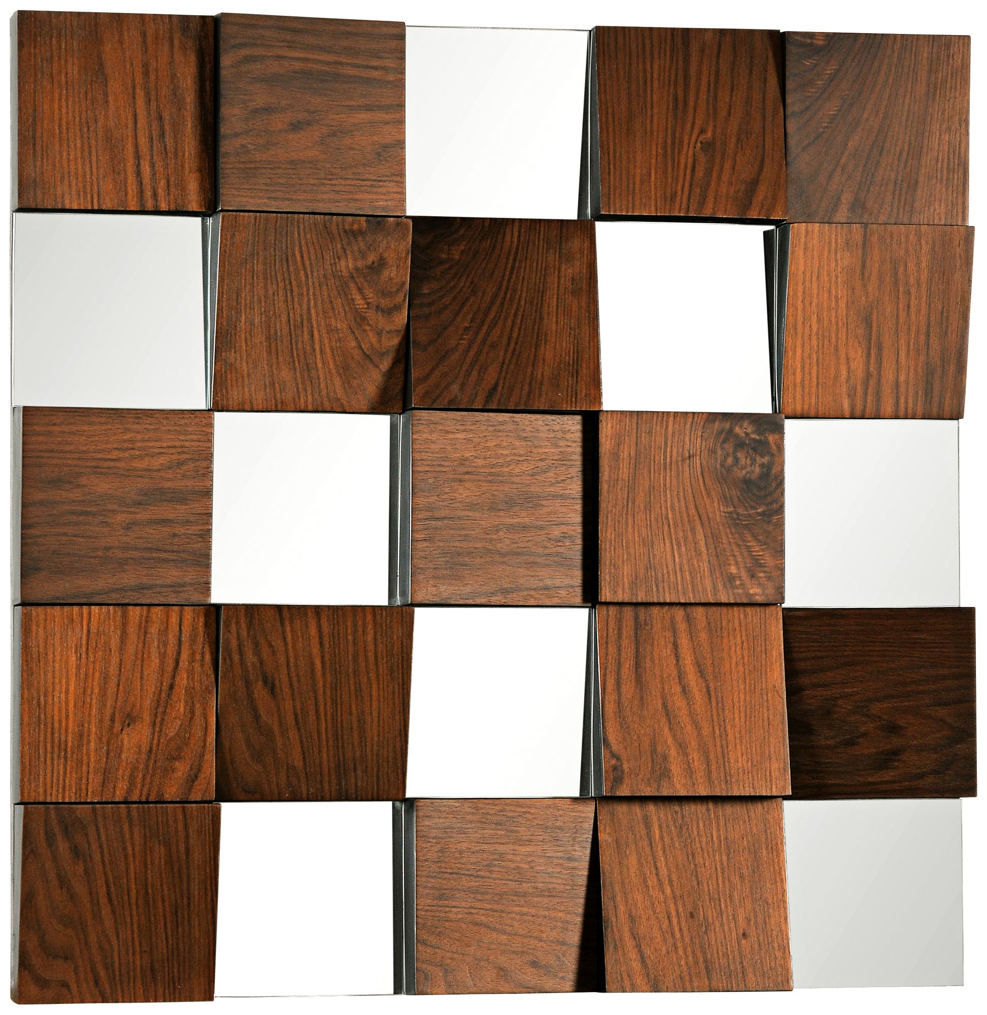 Westside Walnut Veneer 36" Modern Square Wall Mirror