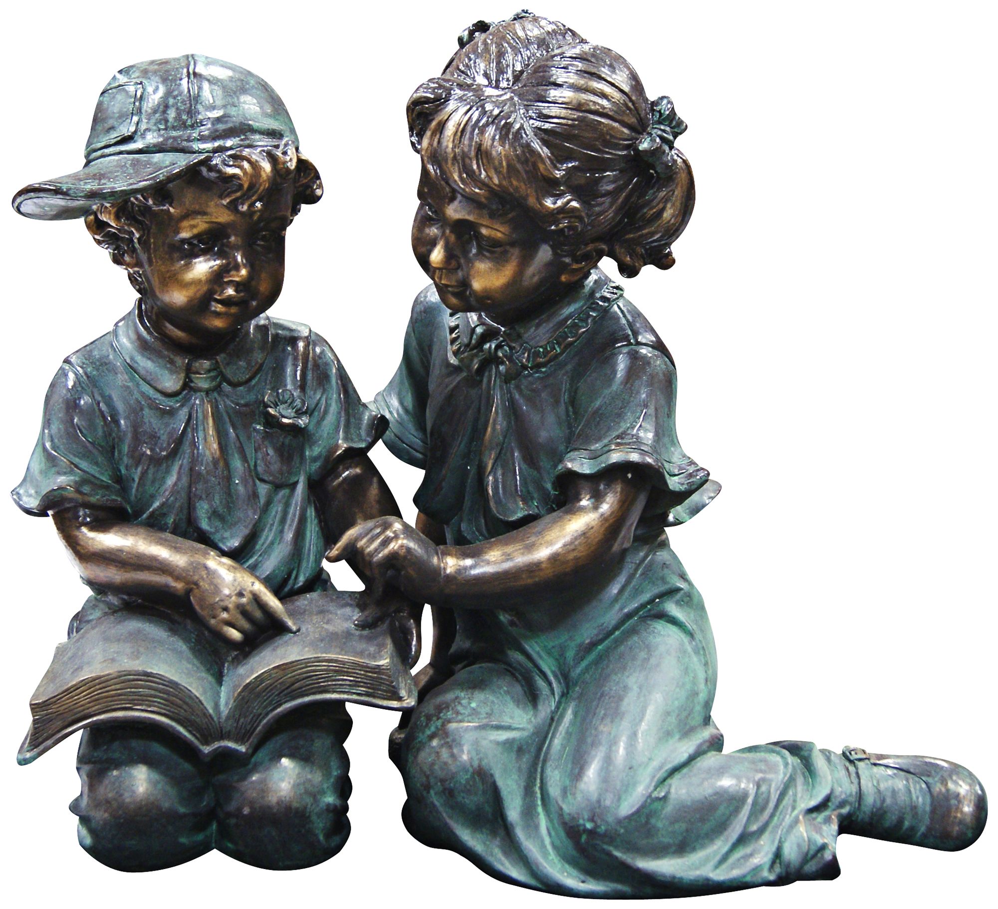 Boy and Girl Reading 19" High Outdoor Statue