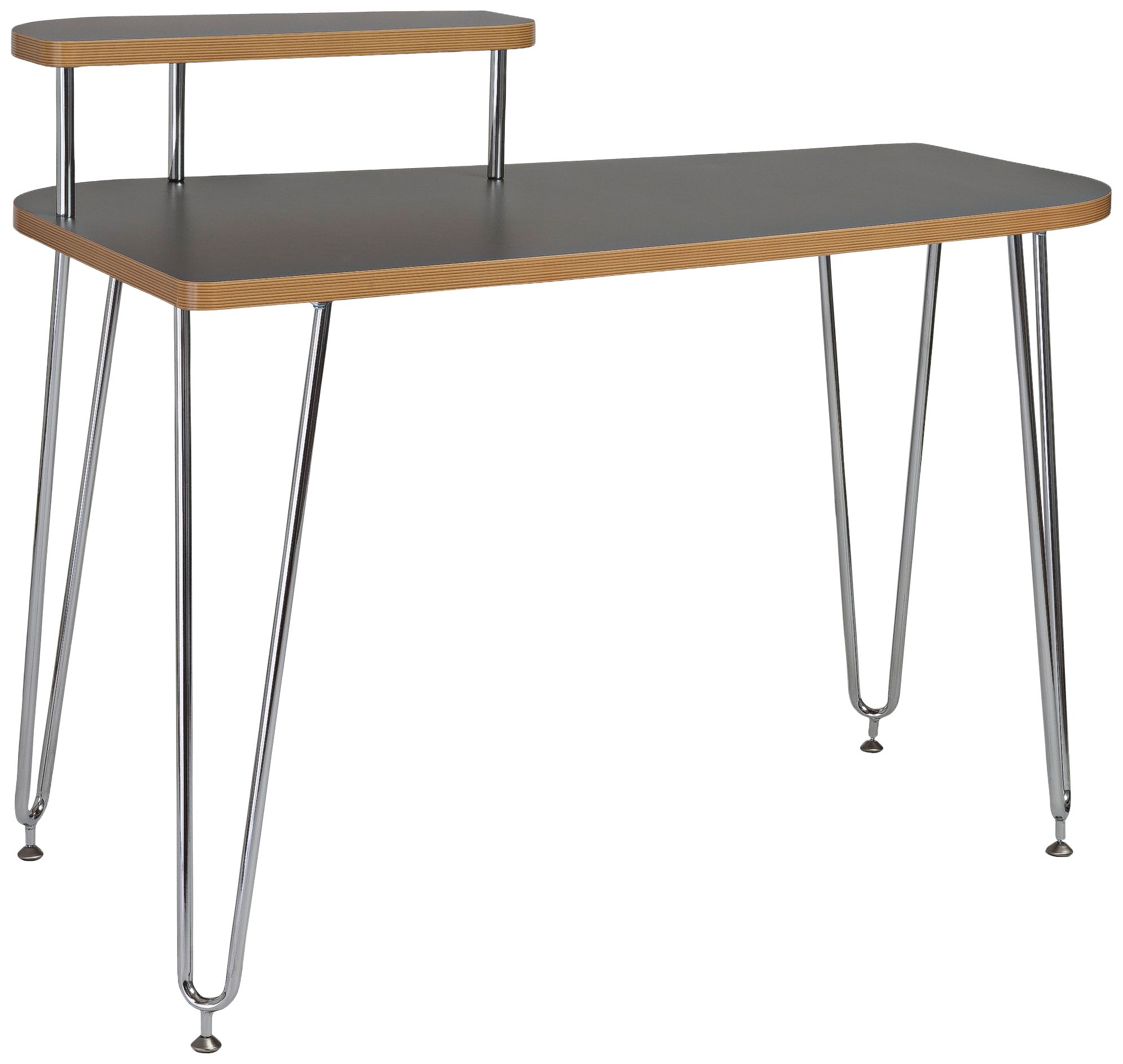 Hanh 48" Wide Left-Facing Shelf Gray Modern Desk