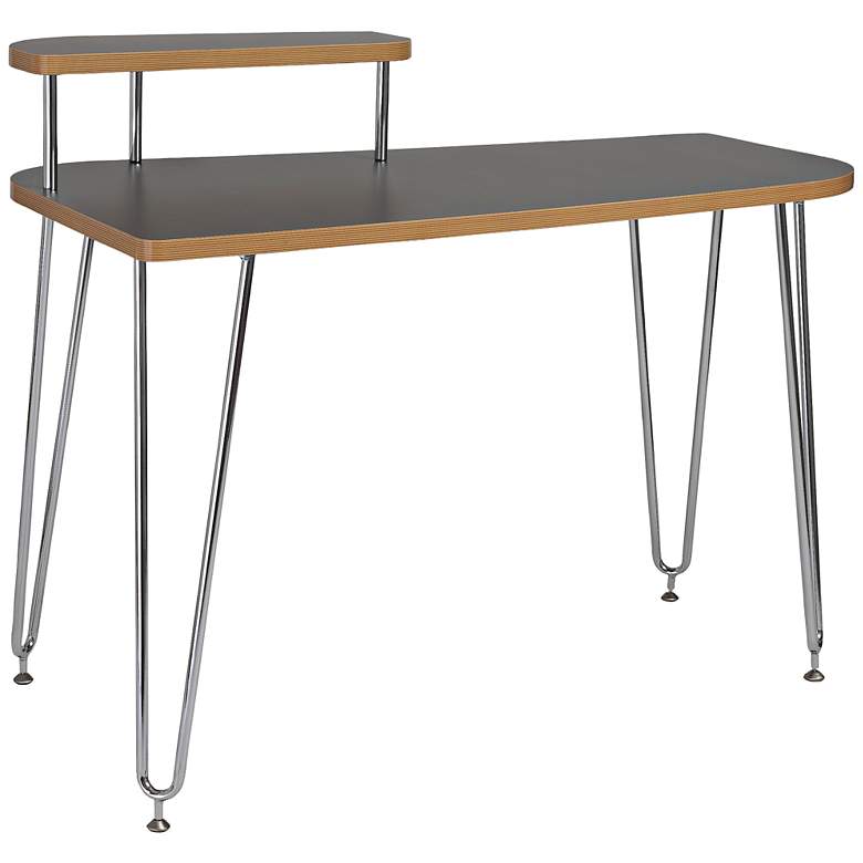 Hanh 48&quot; Wide Left-Facing Shelf Gray Modern Desk