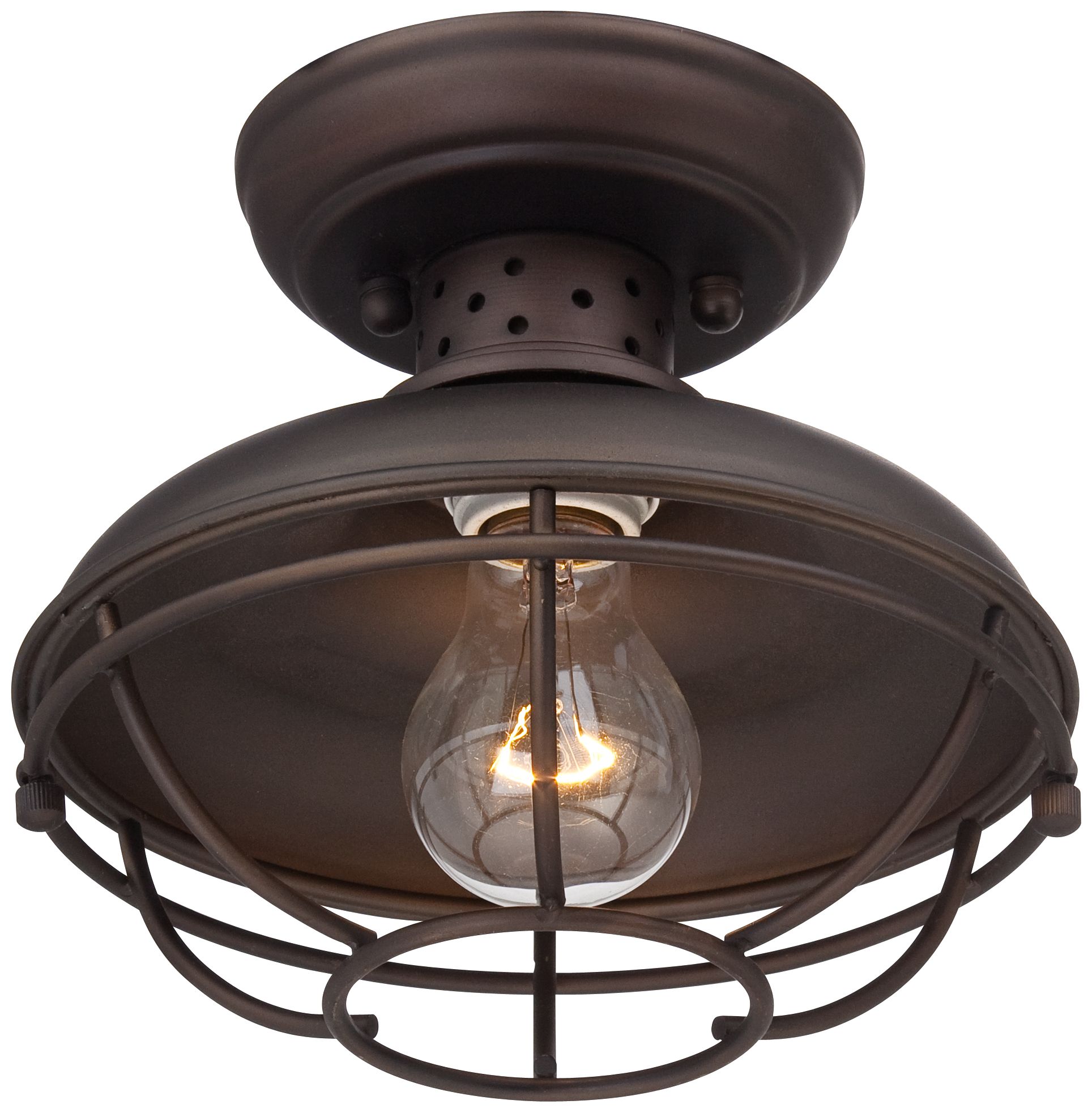 Franklin Park 8 1/2" Wide Bronze Caged Outdoor Ceiling Light 2T222