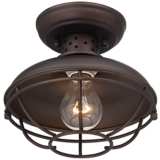 Franklin Park 8 1/2&quot; Wide Bronze Caged Outdoor Ceiling Light