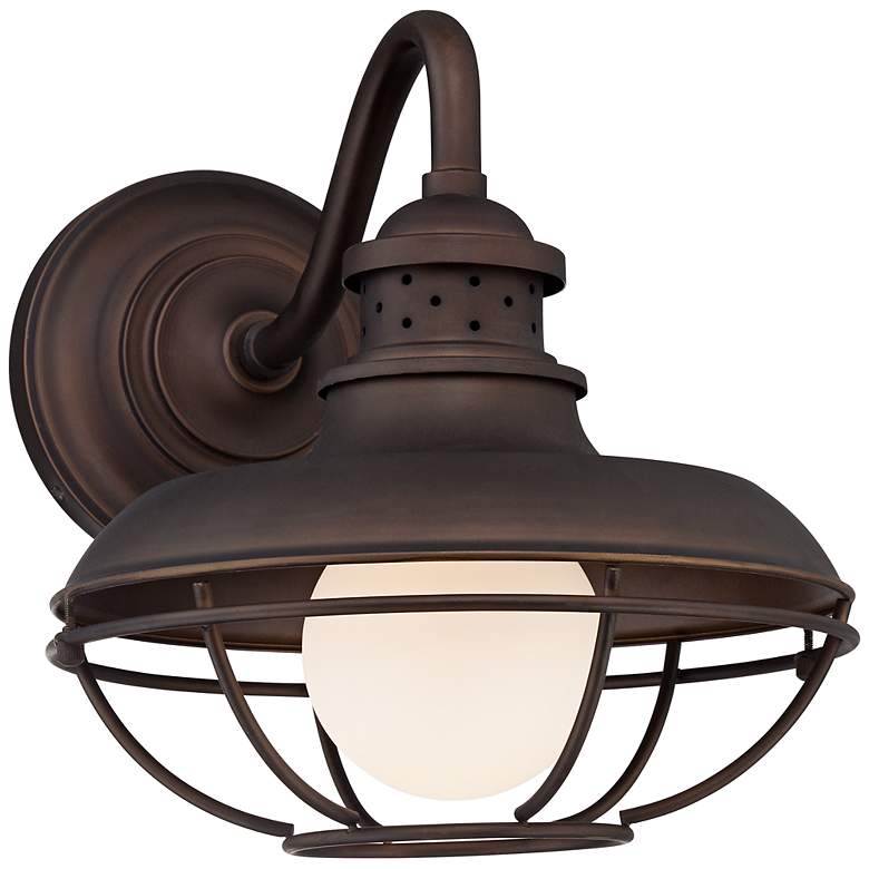 Image 3 Franklin Park 13" High Bronze Metal Cage Outdoor Wall Light