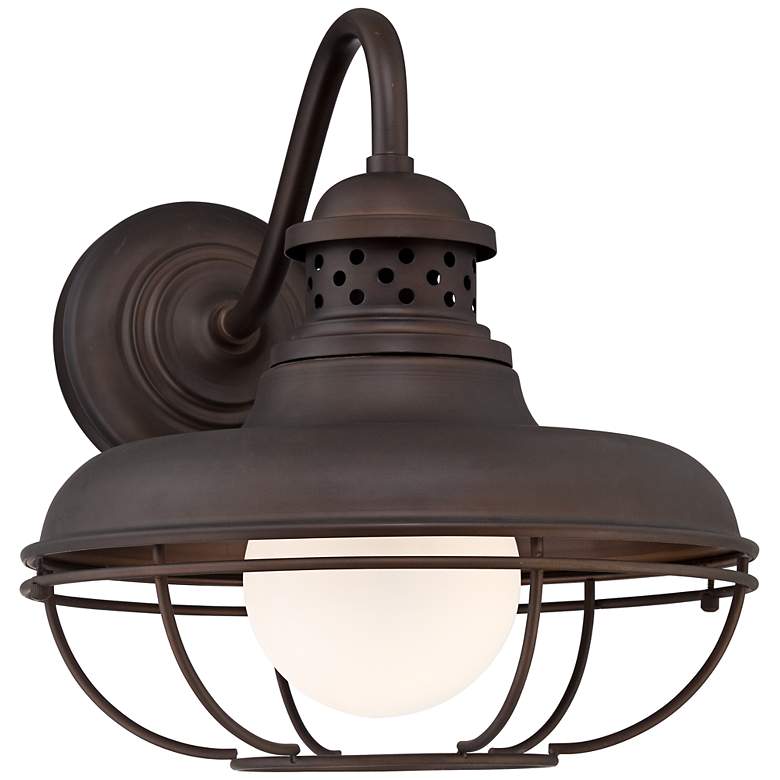 Image 3 Franklin Park 16" High Bronze Metal Cage Outdoor Wall Light