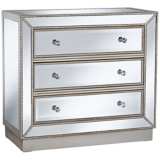 Trevi 32&quot; Wide 3-Drawer Silver Mirrored Accent Chest