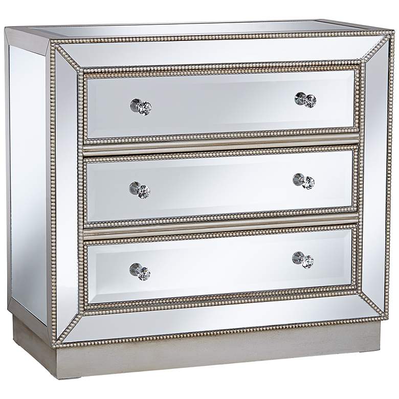 Image 3 Trevi 32" Wide 3-Drawer Silver Mirrored Accent Chest