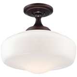 Schoolhouse Style 17 1/4&quot; Wide Brushed Bronze Ceiling Light