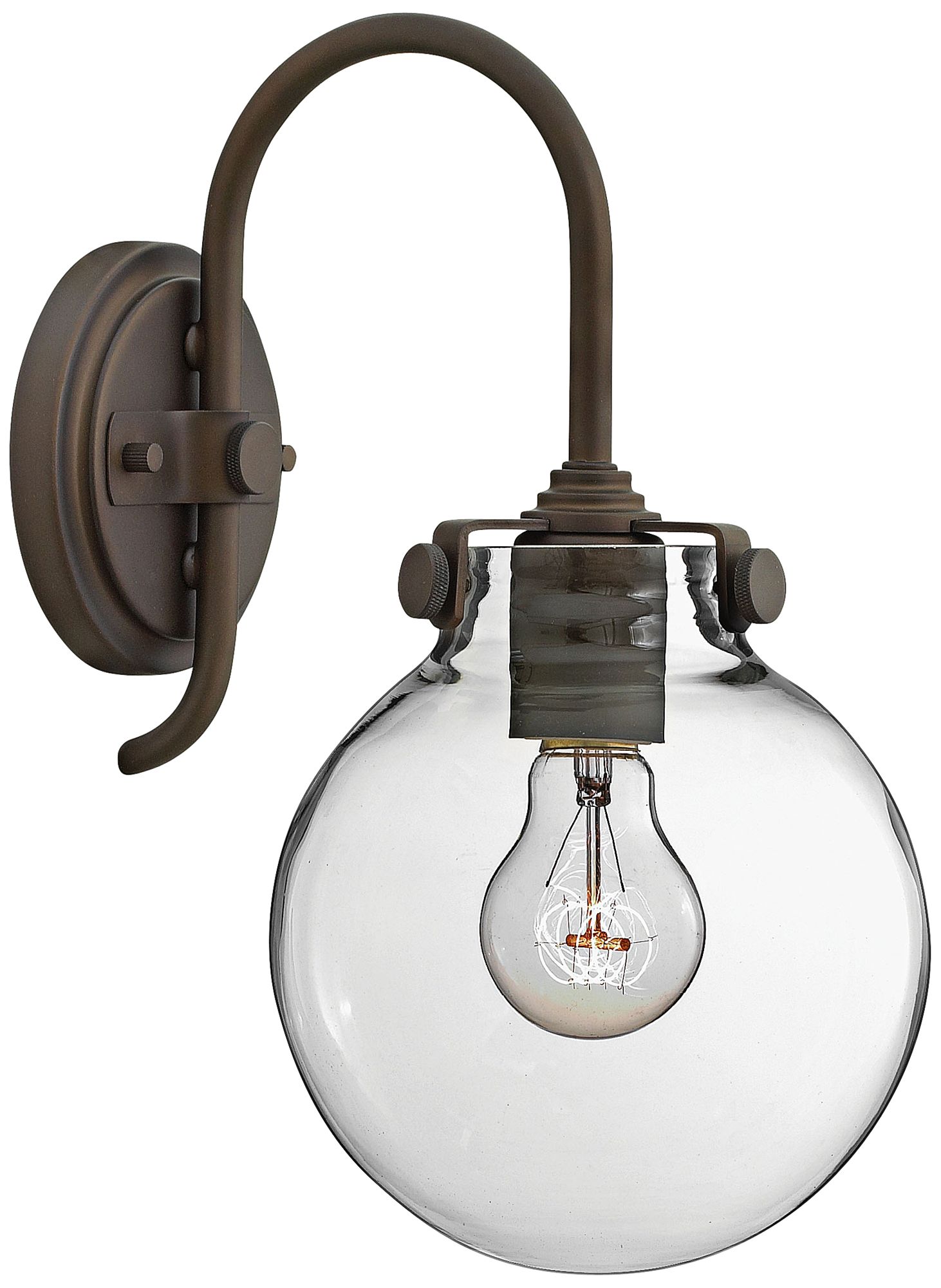 Congress 13 1/2" High Clear Glass Oil Rubbed Bronze Wall Sconce 2X515 Lamps Plus