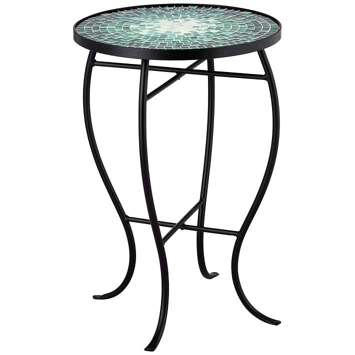Bella Green Mosaic Outdoor Accent Table, Mosaic Outdoor End Tables