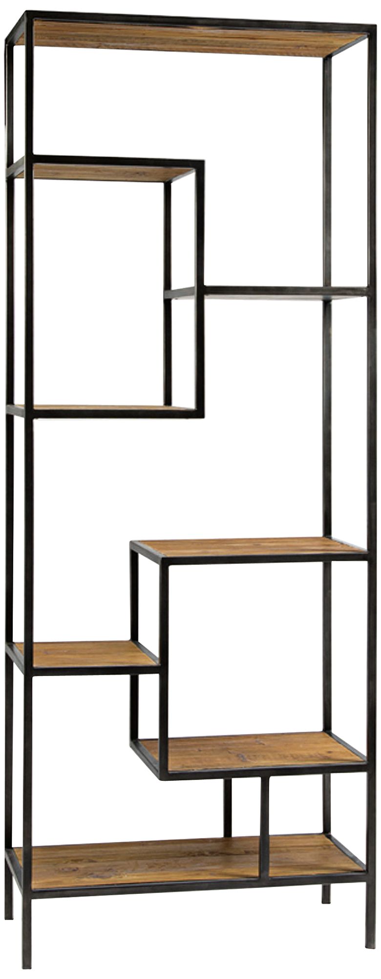 Helena 102" High Reclaimed Wood Modern Industrial Bookcase