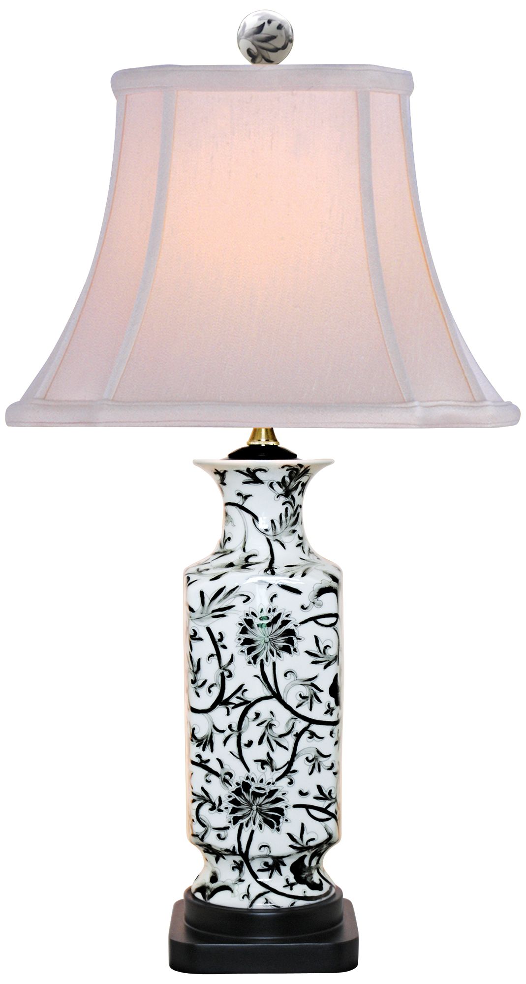 Black And White Floral Vase Table Lamp 2Y548 Lamps Plus