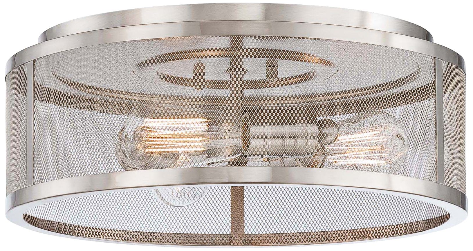 Muse Collection 15" Wide Brushed Silver Ceiling Light 2Y623 Lamps Plus