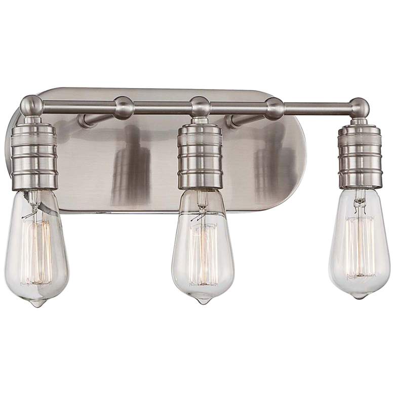 Image 2 Muse Collection 14 1/4"W Brushed Nickel 3-Light Bath Light