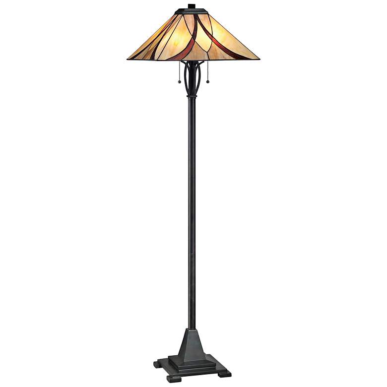 Image 2 Quoizel Asheville Valiant Bronze Tiffany-Style Floor Lamp