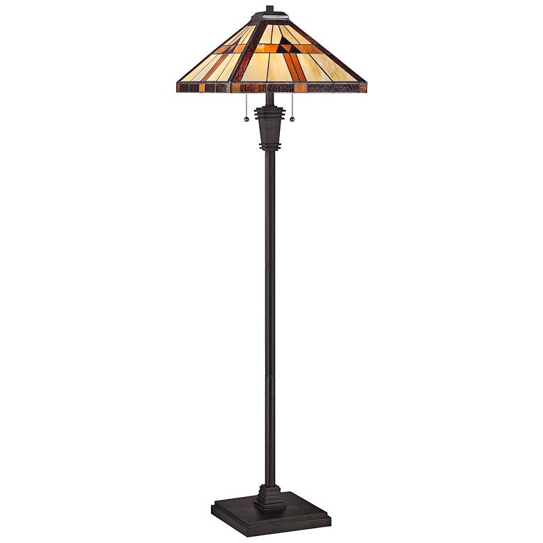 Image 2 Quoizel Bryant Bronze Patina Tiffany-Style Floor Lamp