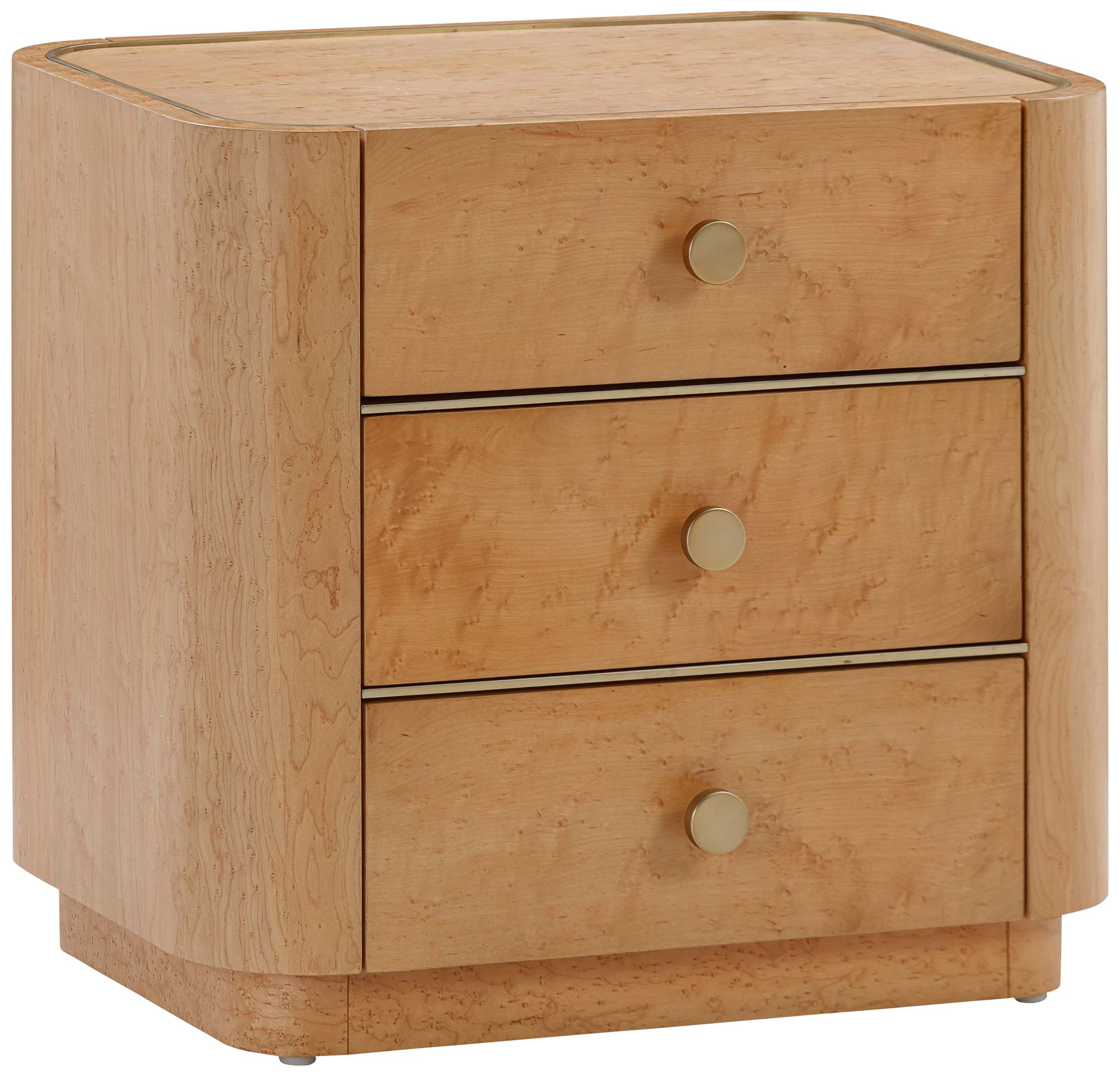TOV Abigail 22" Wide Natural Birdseye Wood 3-Drawer Nightstand