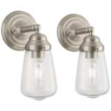 Possini Euro Cairon 11&quot;H Brushed Nickel Wall Sconce Set of 2