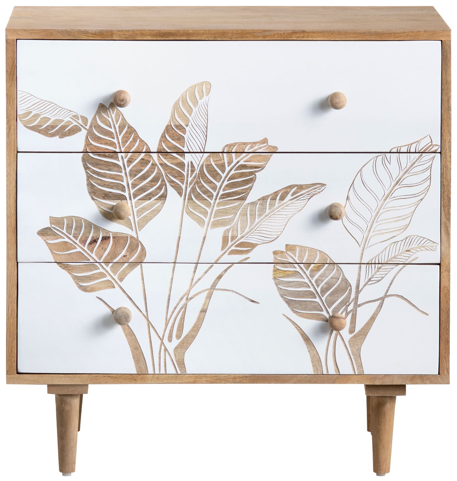 Seaside 30" Wide White and Natural Wood 3-Drawer Chest