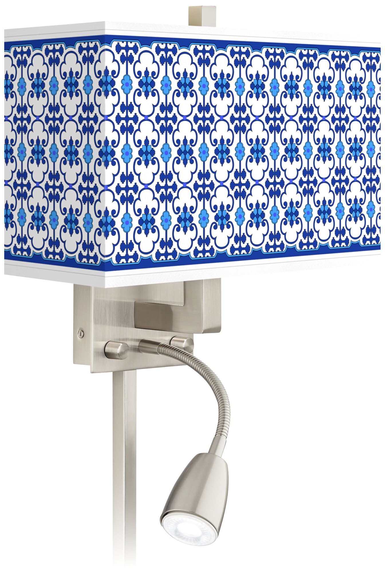 Indigo Path Giclee Glow LED Reading Light Plug-In Sconce