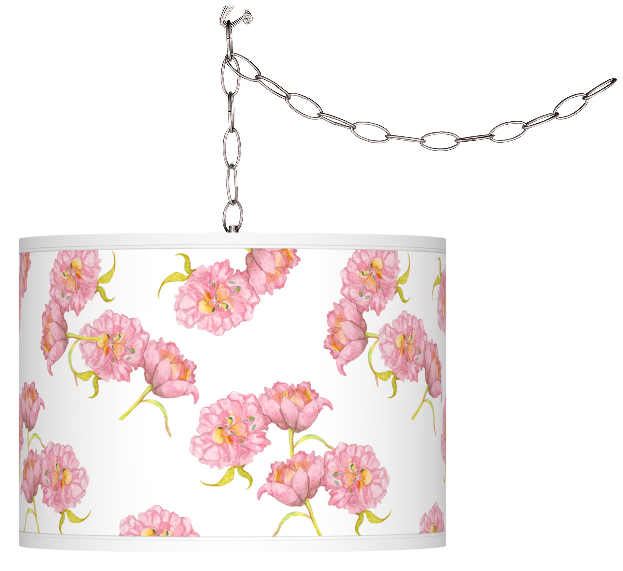 Pretty Peonies Giclee Glow Plug-In Swag Pendant