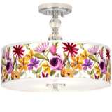 Bountiful Blooms Giclee 16&quot; Wide Semi-Flush Ceiling Light
