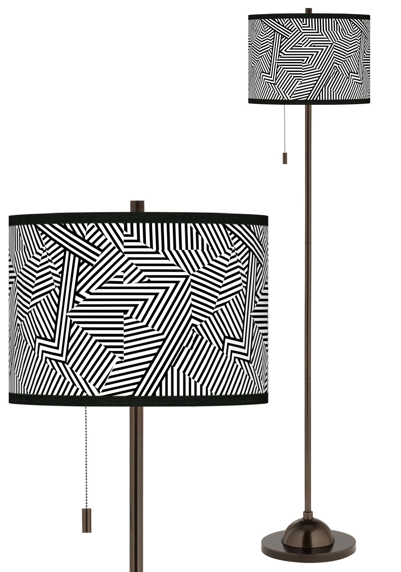Labyrinth Giclee Glow Bronze Club Floor Lamp