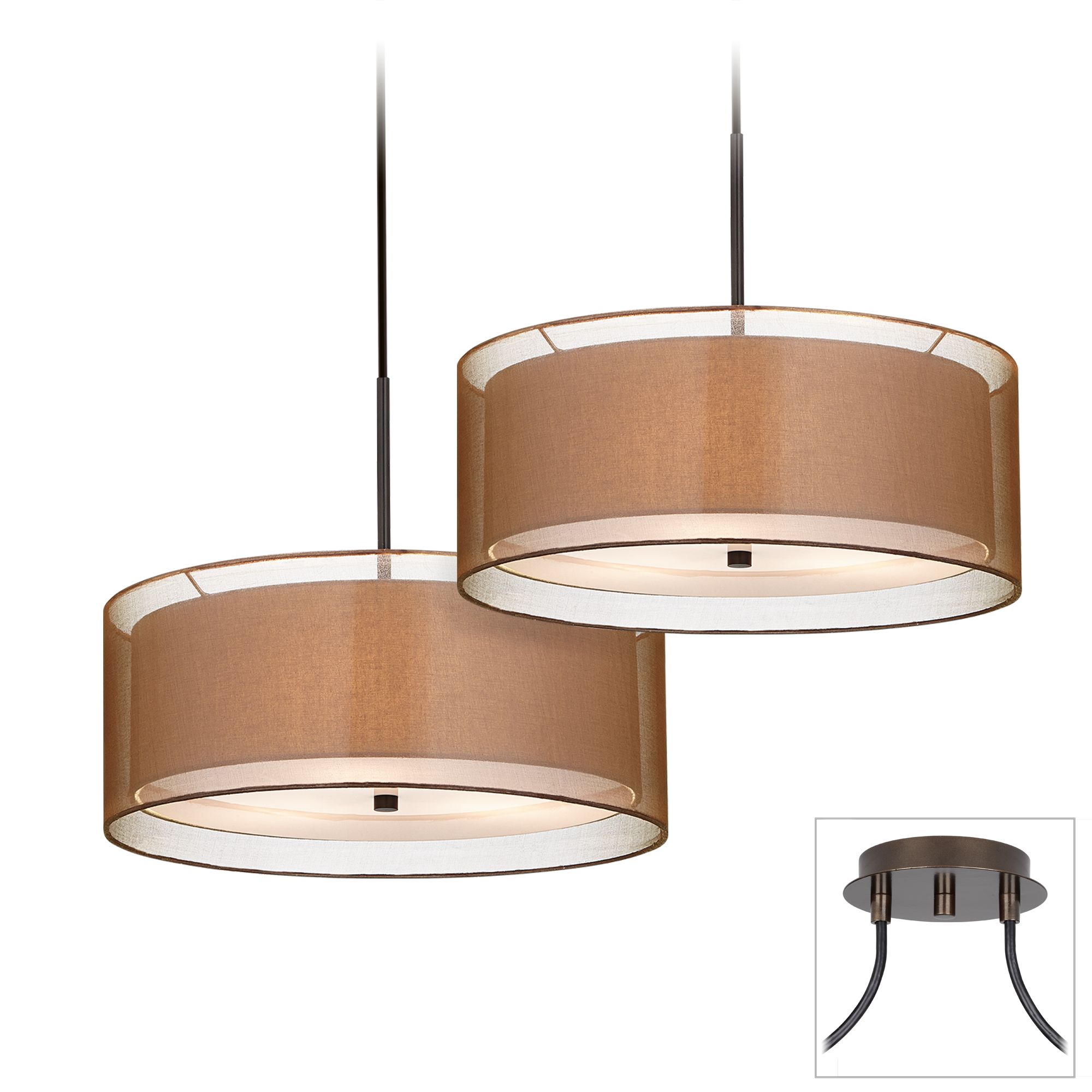 Possini Euro Double Shade Bronze 2-Light Swag Pendant