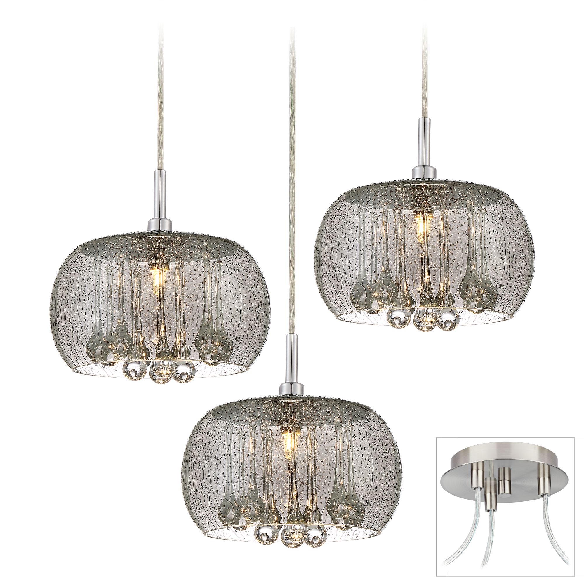 Possini Euro Rainier Brushed Nickel 3-Light Swag Pendant