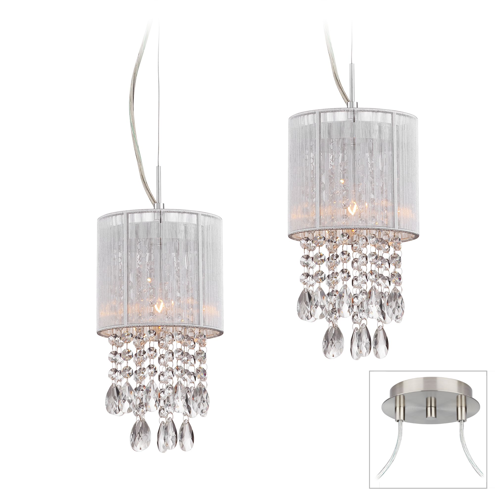 Possini Euro Silver Line Brushed Nickel 2-Light Swag Pendant