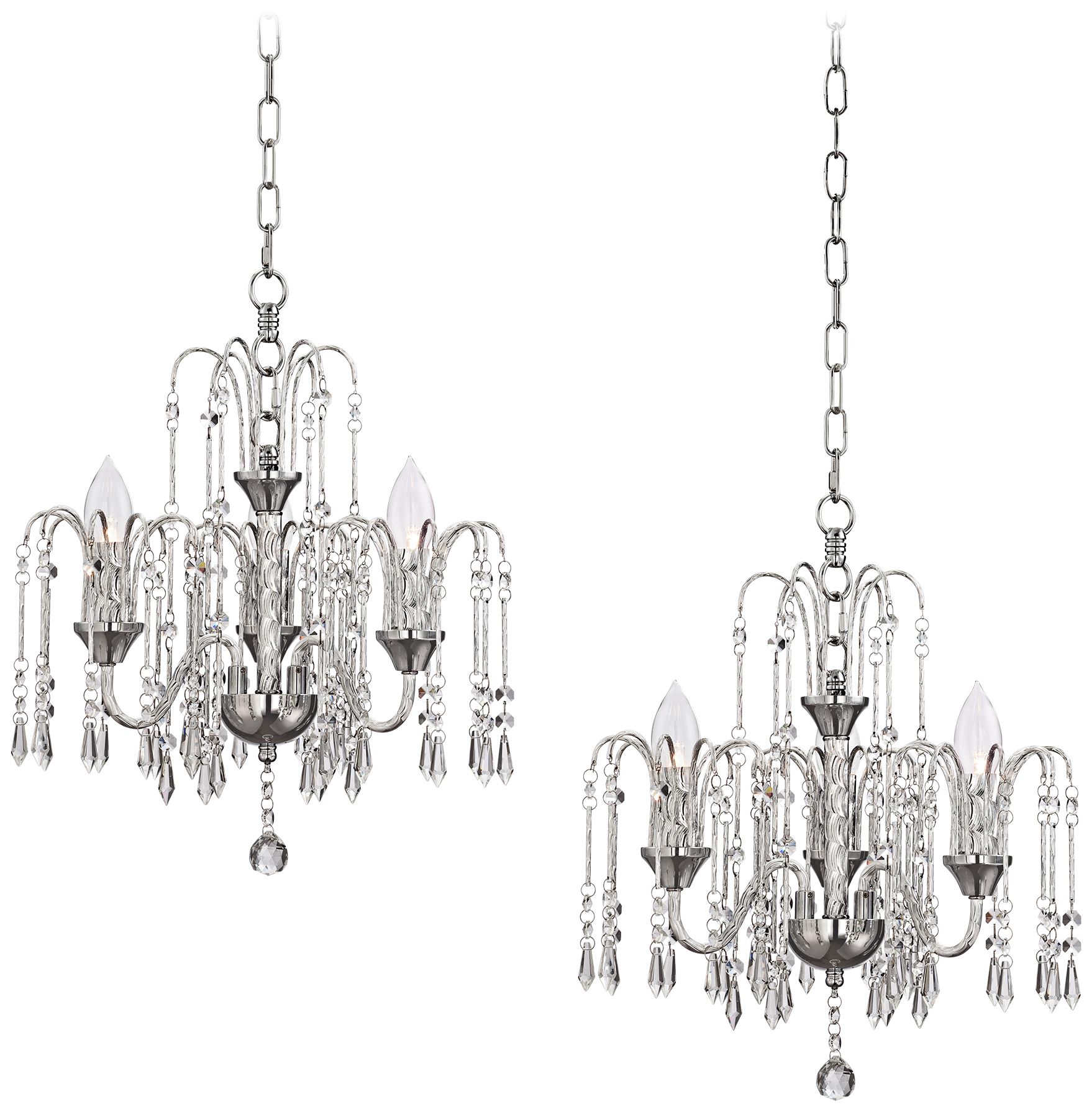 Crystal Rain Chrome 2-Light Swag Chandelier
