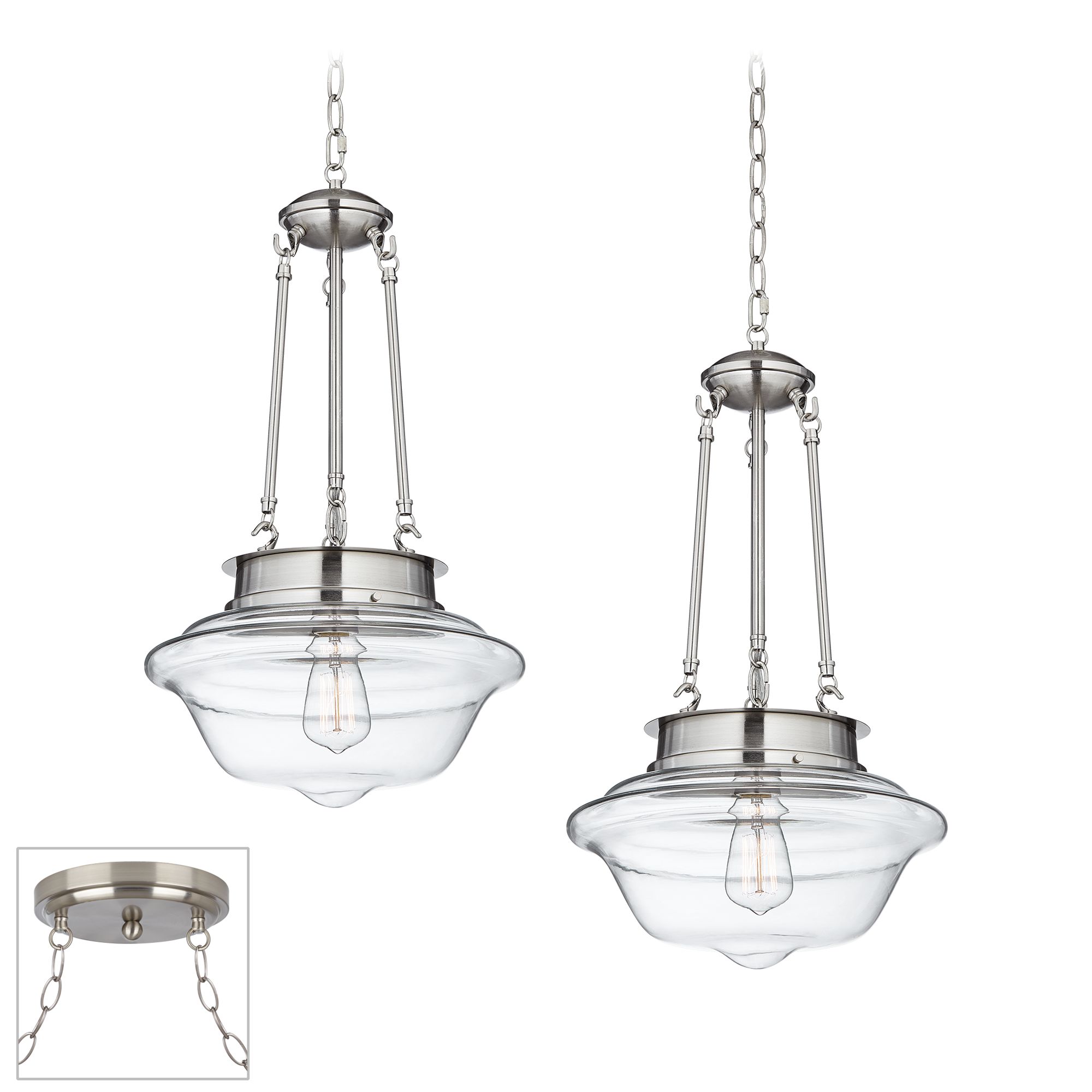 Possini Euro Schoolhouse Nickel 2-Light Swag Chandelier