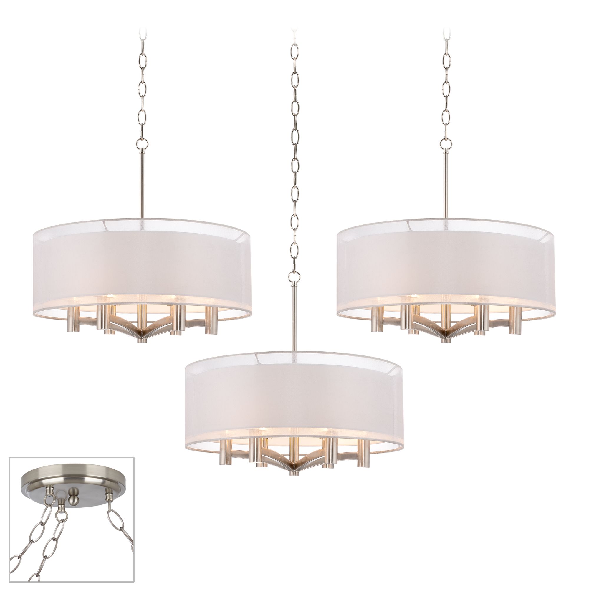 Possini Euro Caliari Brushed Nickel 3-Light Swag Chandelier