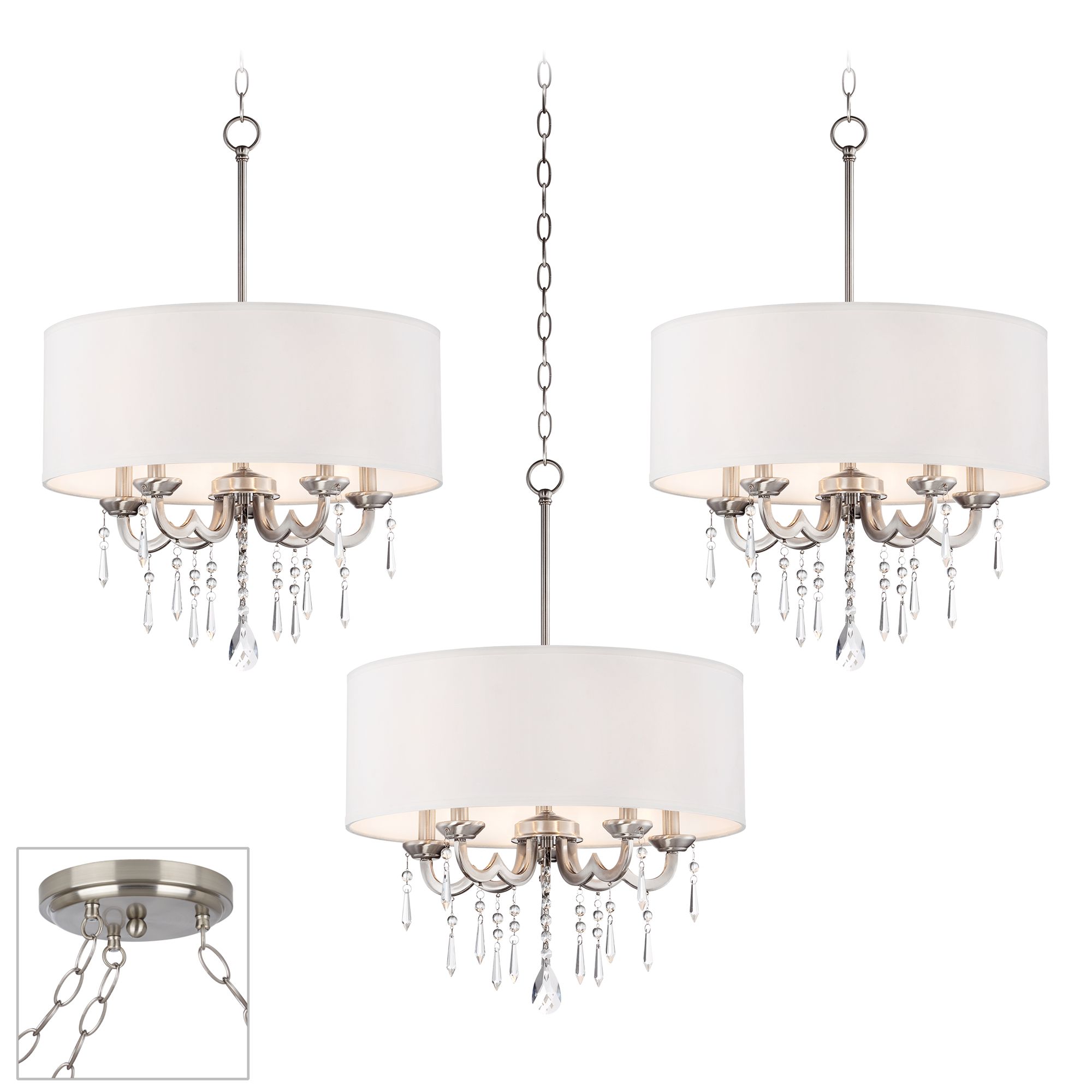 Georgiana Brushed Nickel 3-Light Swag Chandelier