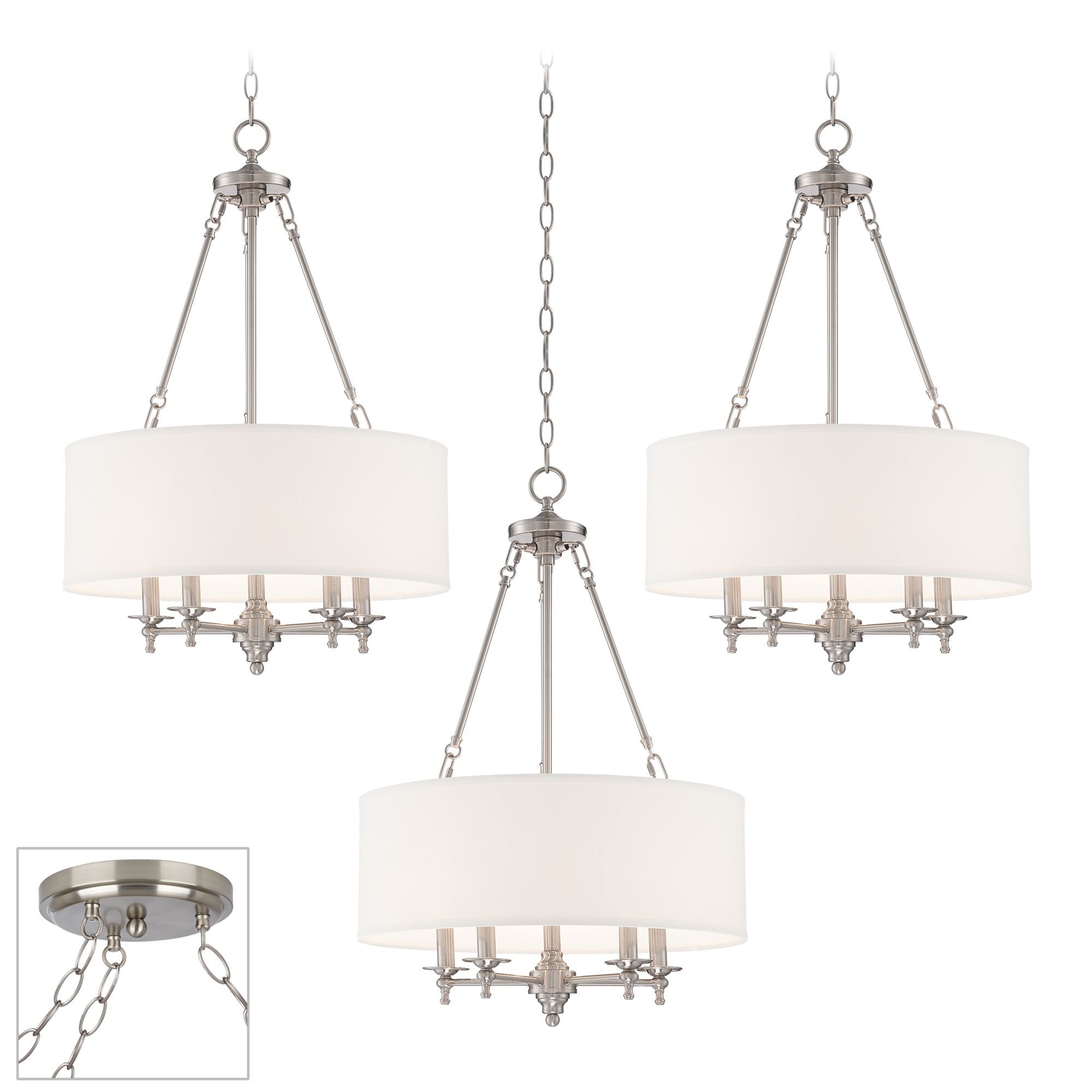 Possini Euro Kinney Brushed Nickel 3-Light Swag Chandelier