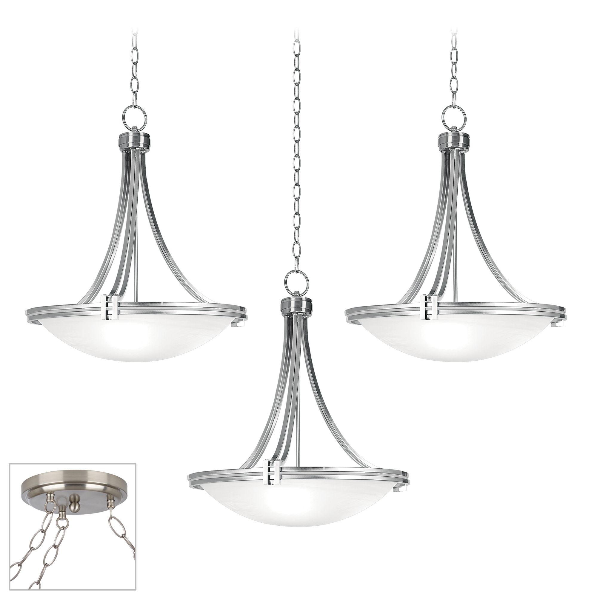Possini Euro Deco Brushed Nickel 3-Light Swag Chandelier