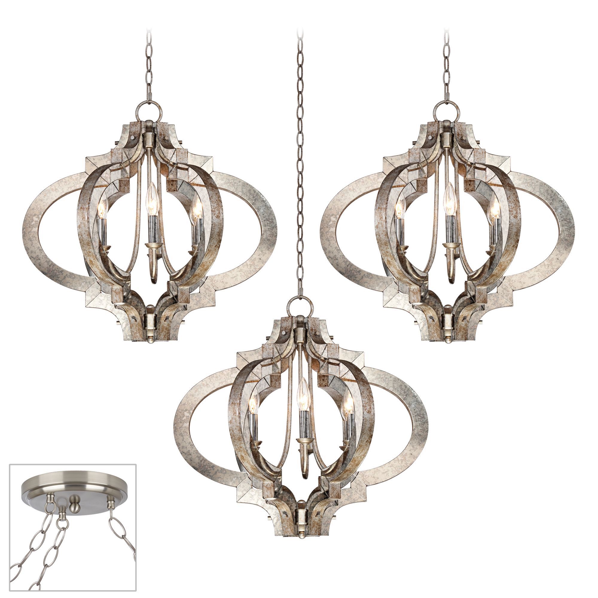 Possini Euro Ornament Brushed Nickel 3-Light Swag Chandelier