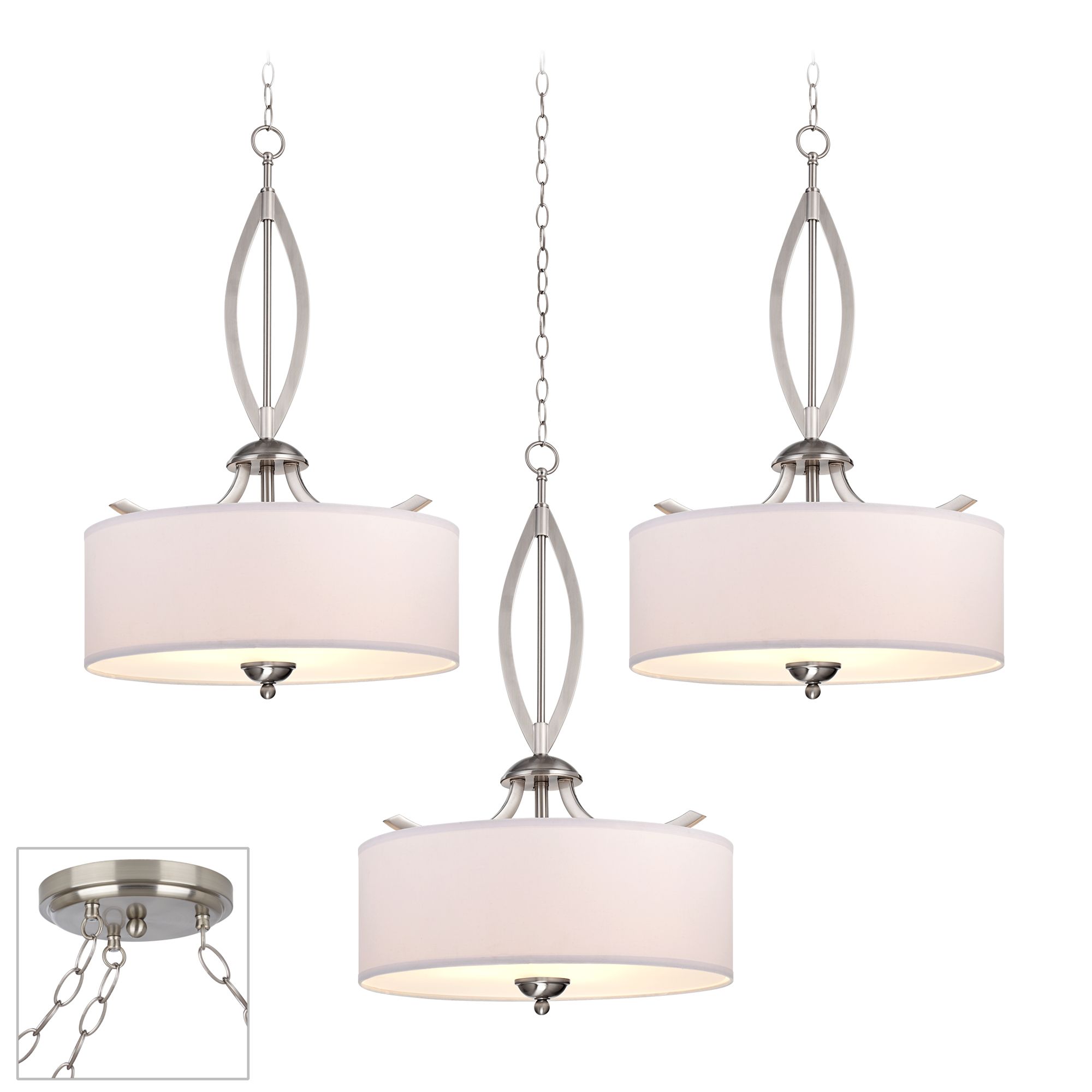 Possini Euro Azle Brushed Nickel 3-Light Swag Chandelier