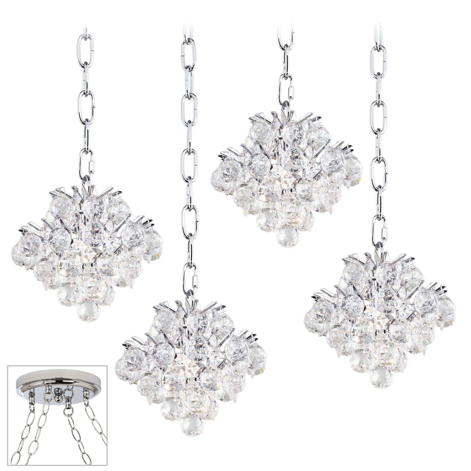 Essa 8" Wide Chrome 4-Light Swag Chandelier