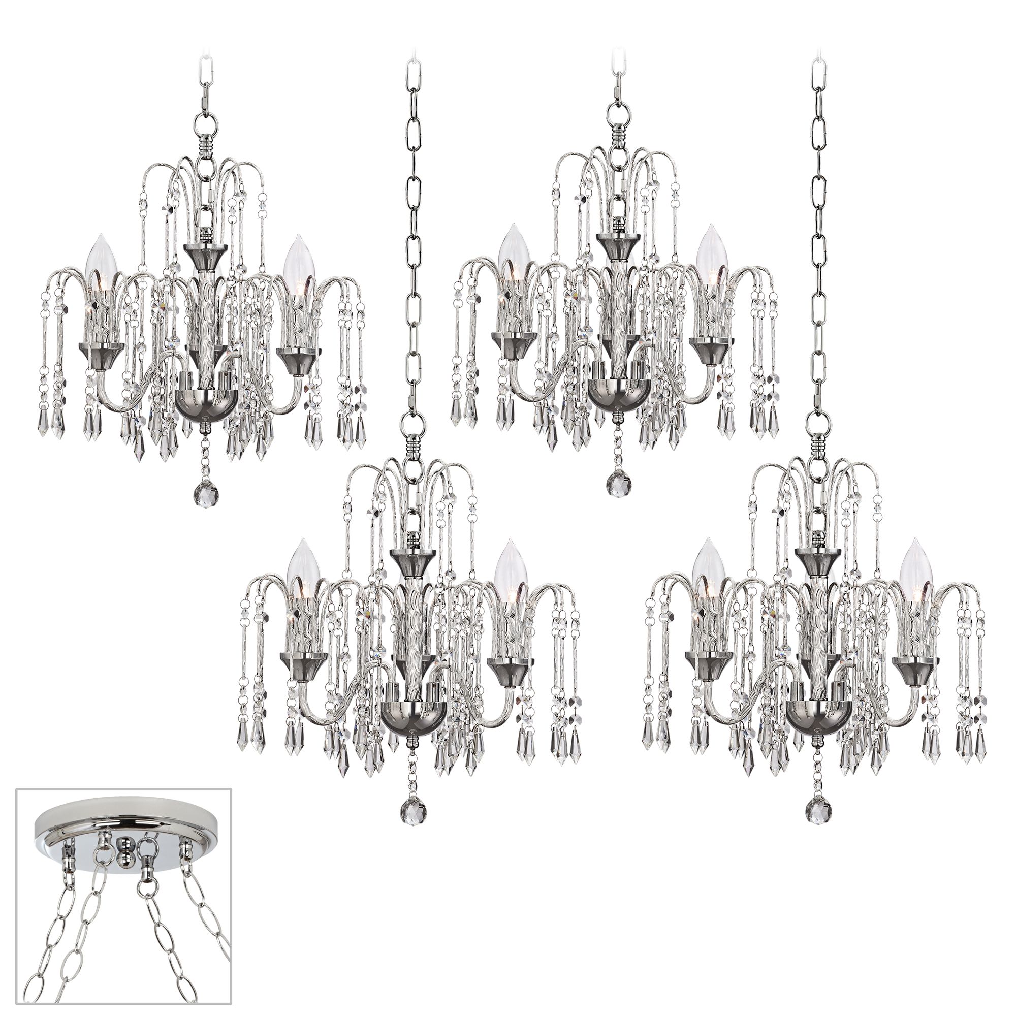Crystal Rain Chrome 4-Light Swag Chandelier